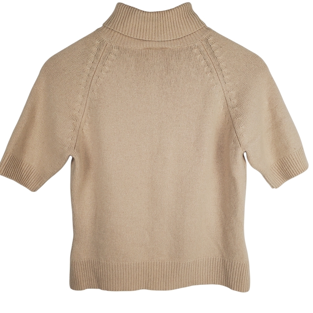 Talbots Cashmere & Silk Tan Turtleneck Sweater. Short Sleeve. MED. #232 - Picture 5 of 9